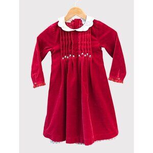 Vintage Laura Ashley Red Velvet Holiday Dress Sz 5 Classic Cottagecore Heirloom